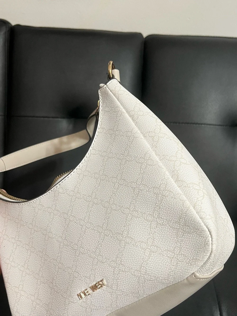 Nine West Off-White Shoulder Hobo with Gold Hardware